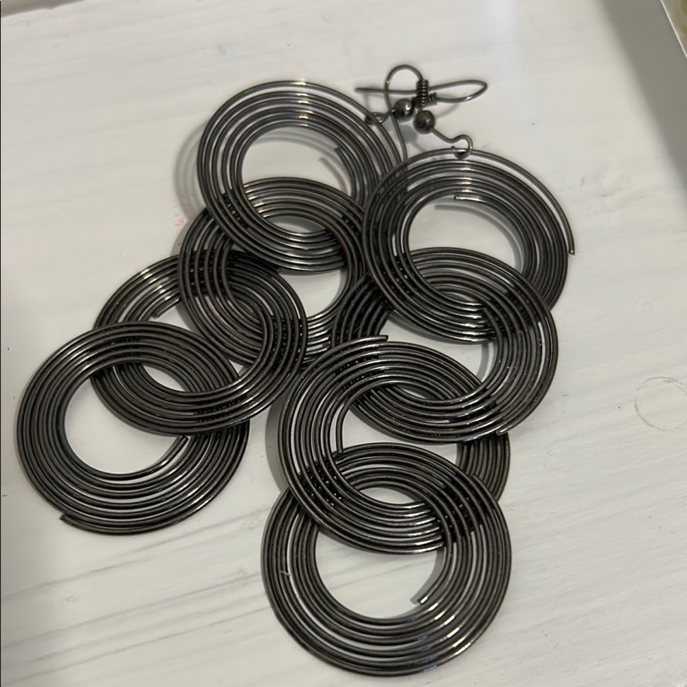Chic Dark Silver Coil Earrings